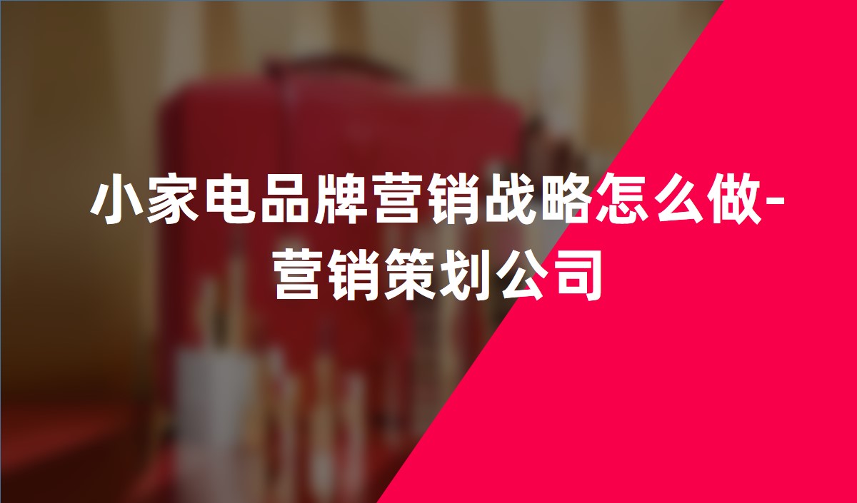 小(xiǎo)家電(diàn)品牌營銷戰略怎麽做-營銷策劃公(gōng)司